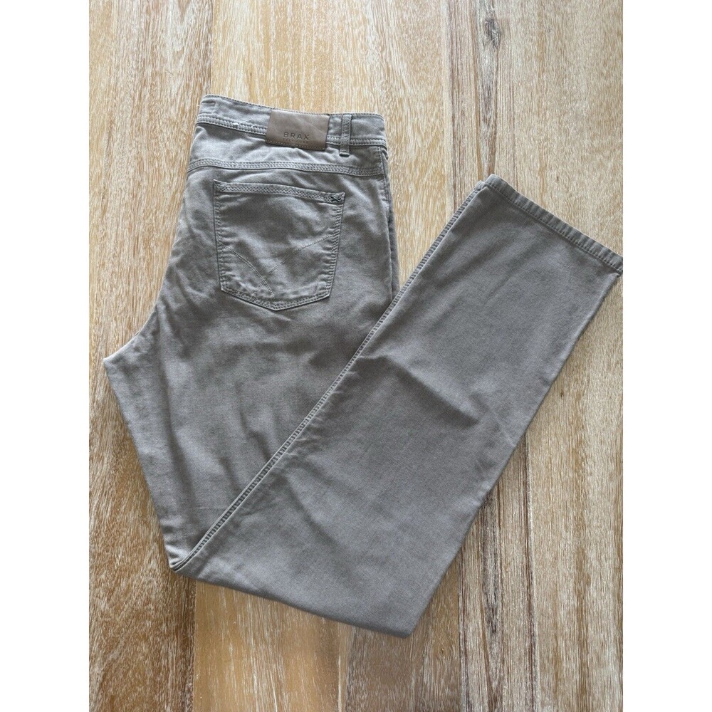 Brax Style Copper FA Pants Mens 36x34 Grey Taupe 5 Pocket Chino Casual Slacks